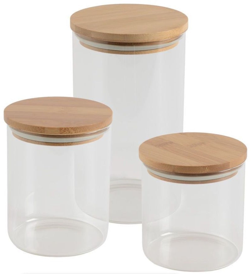 Round Glass Cylinder With Bamboo Lid (10x8cm)(Each)