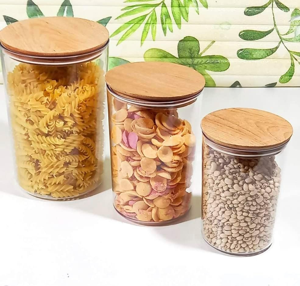 Round Glass Cylinder With Bamboo Lid (10x8cm)(Each)