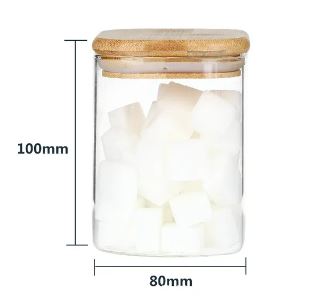 Round Glass Cylinder With Bamboo Lid (10x8cm)(Each)