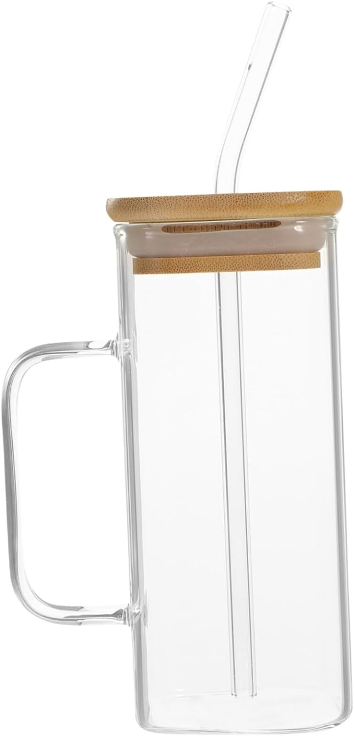 Clear Glassware Mug With Straw