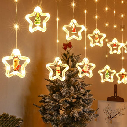 Star Window Curtain Lights With Pendants