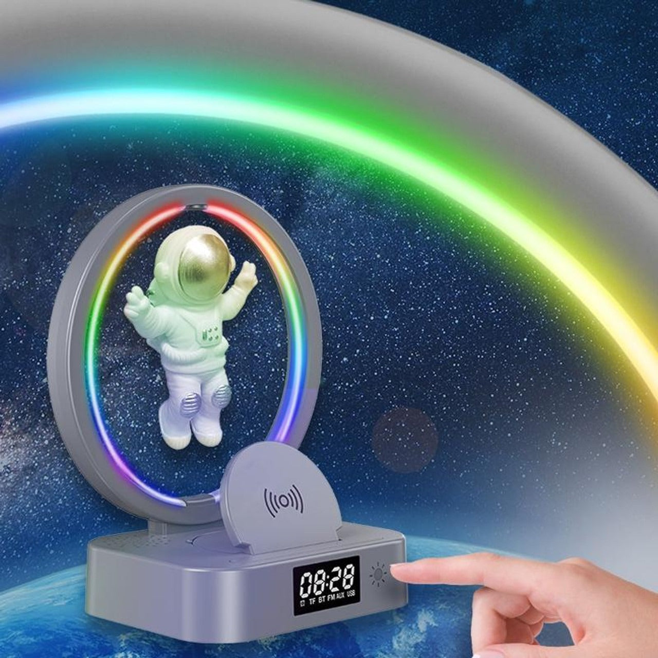 Magnetic Levitation Astronaut TWS Bluetooth Speaker Clock