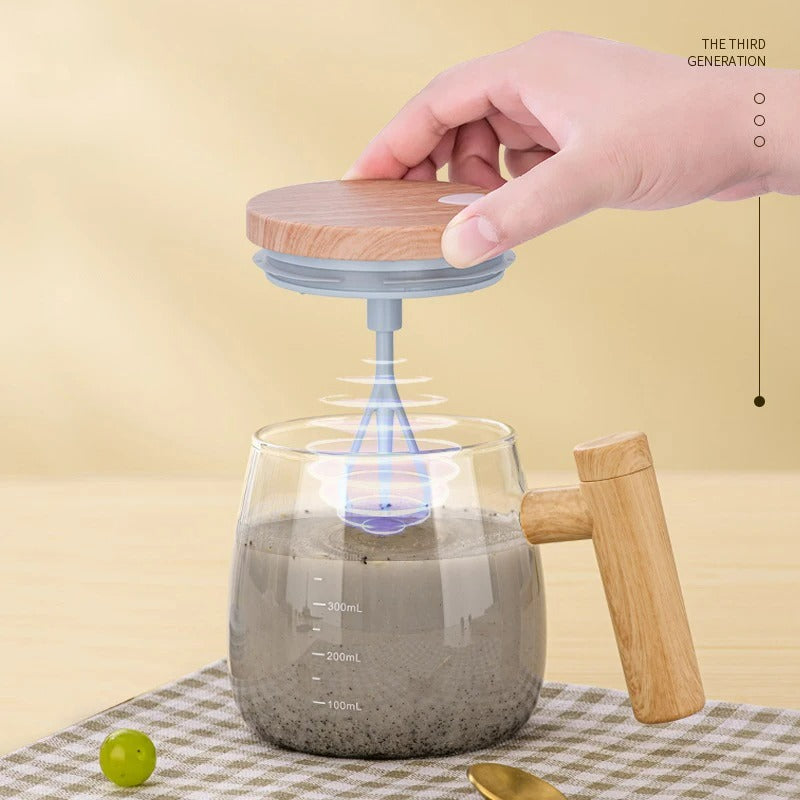 Portable Electric Stirring Glass Coffee Cup (400ml)