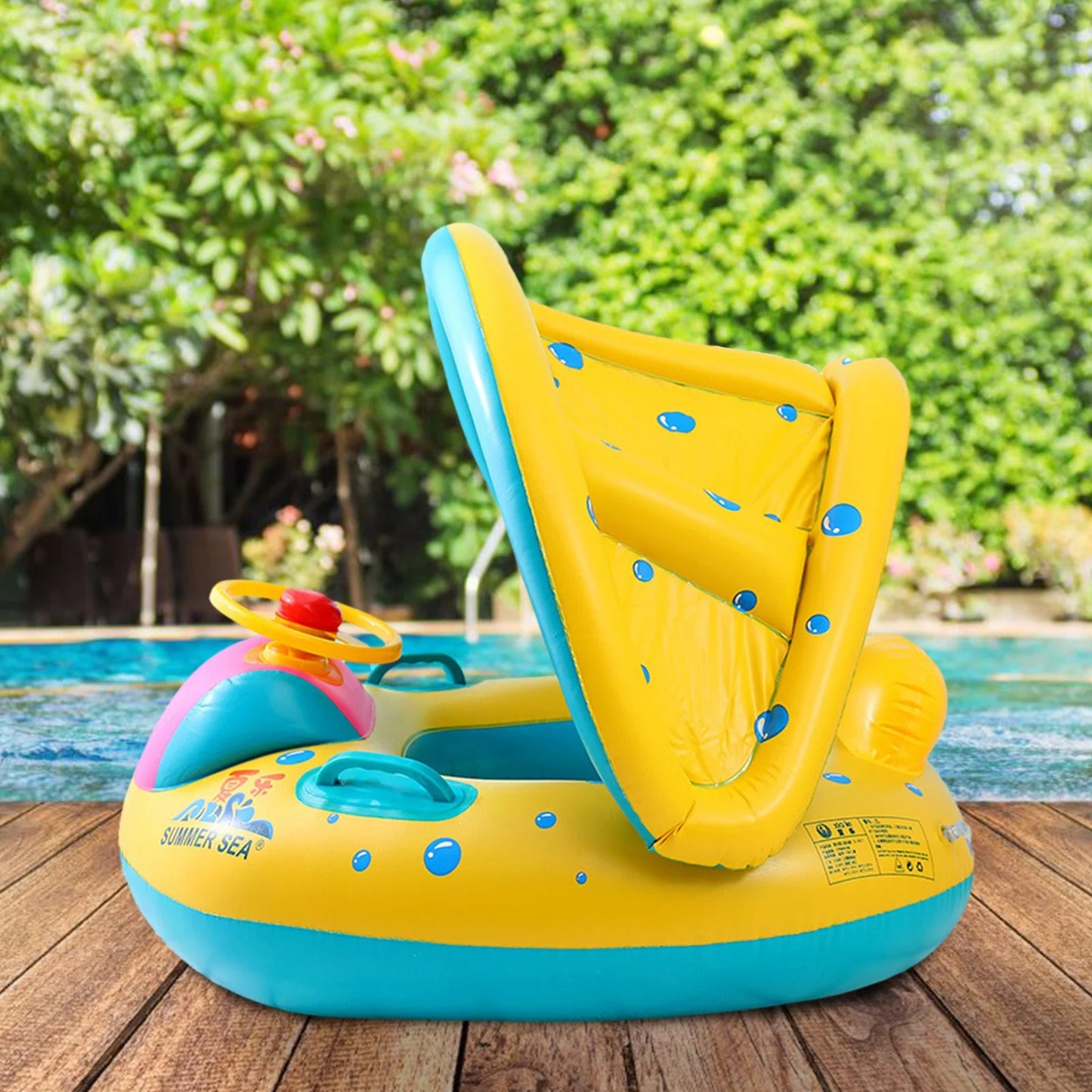 Inflatable Swim Ring With Sunshade Canopy