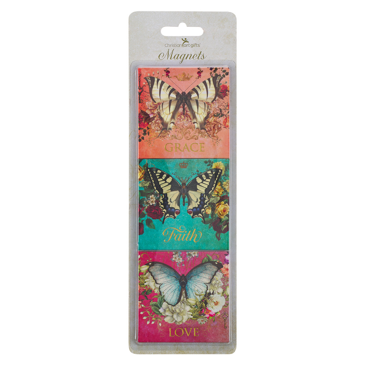 Grace Hope Love Butterflies Set Of 3 Magnet Set