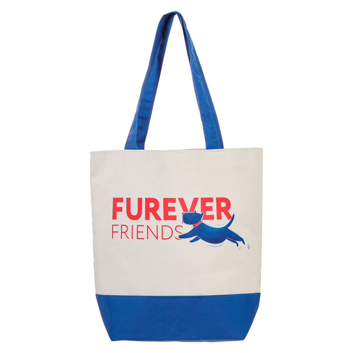 Furever Friends White & Blue Dog Canvas Tote Bag