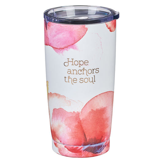 Hope Anchors the Soul Coral Poppies Stainless Steel Mug