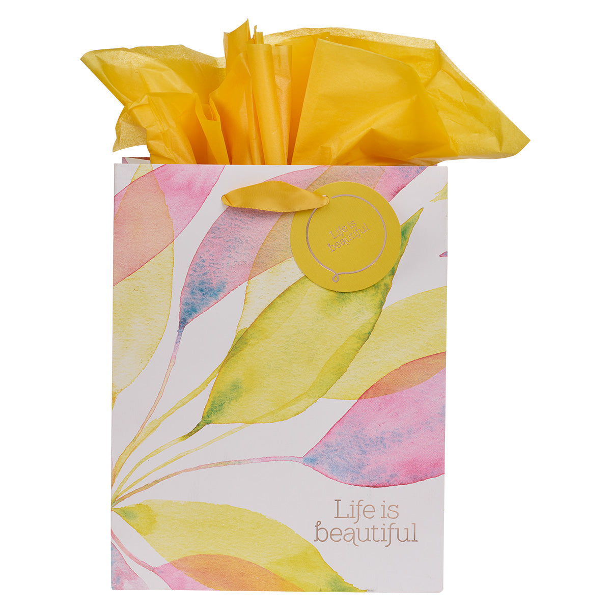 Life is Beautiful Citrus Leaves Medium Gift Bag with Gift Tag