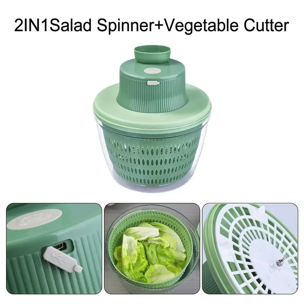 Multifunctional Electric Vegetable Chopper and Salad Spinner