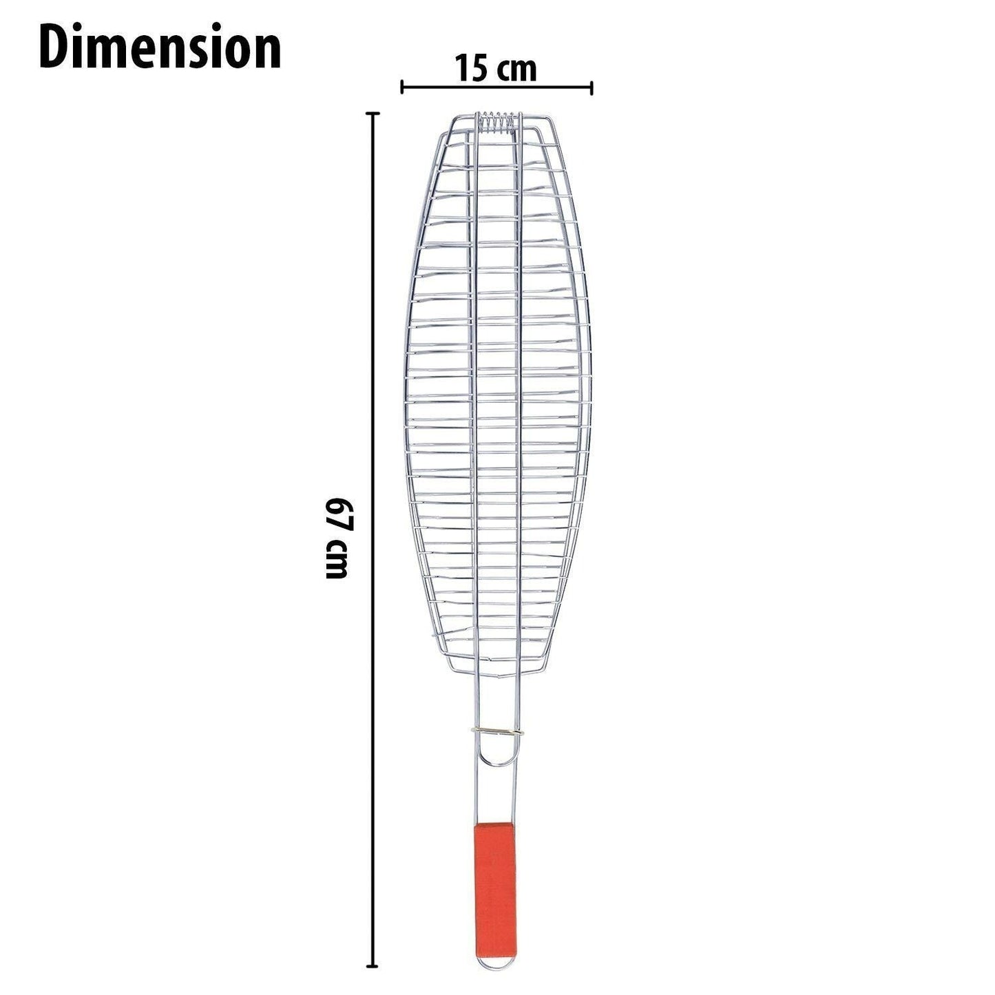 Stainless Steel Hand Grill For Fish (67x15cm)