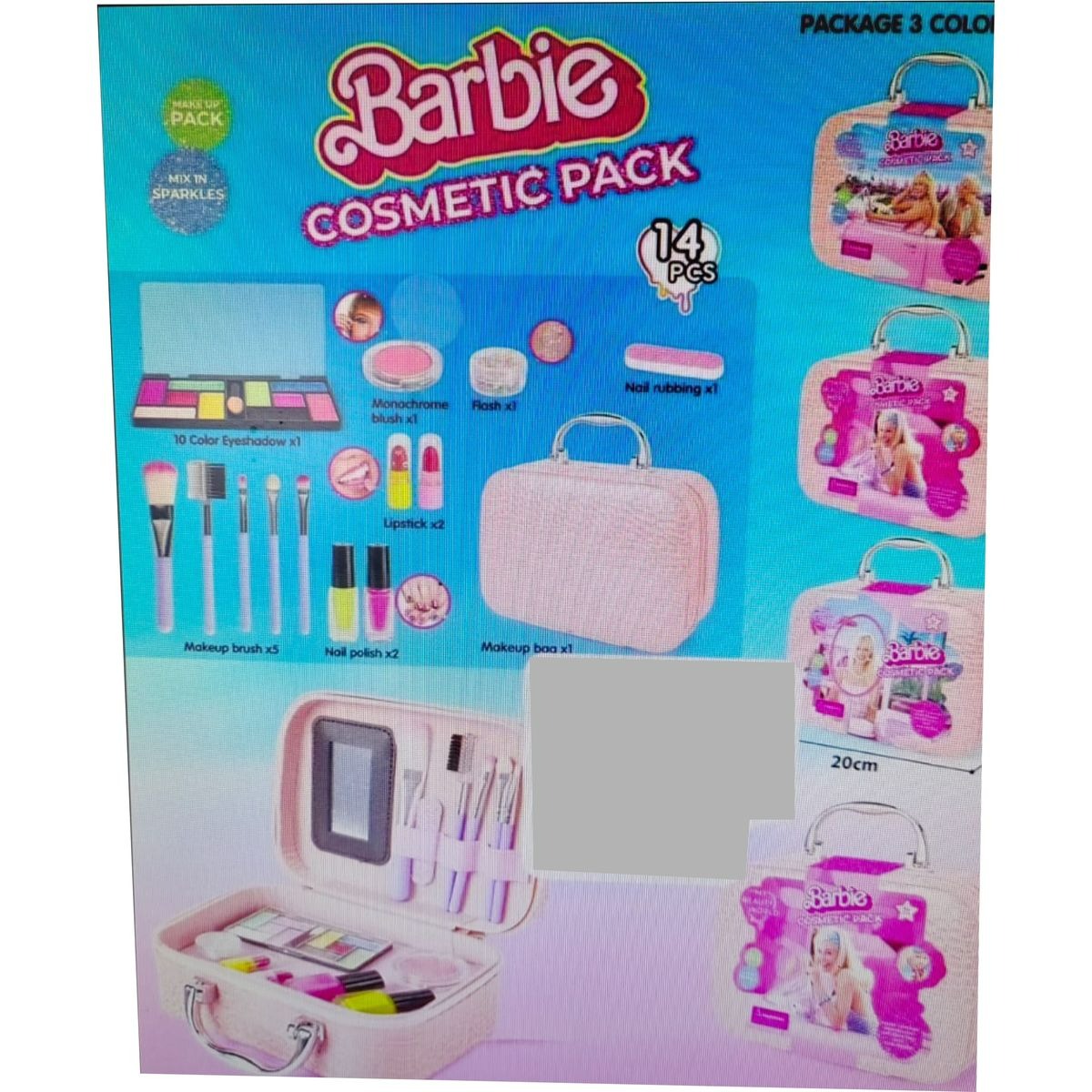 Barbie Pretend Play Make-Up Cosmetics Kit (Green)