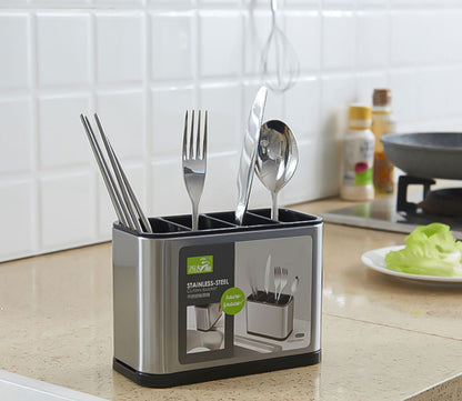 Stainless Steel Cutlery Storage Holder (4 Compartment)