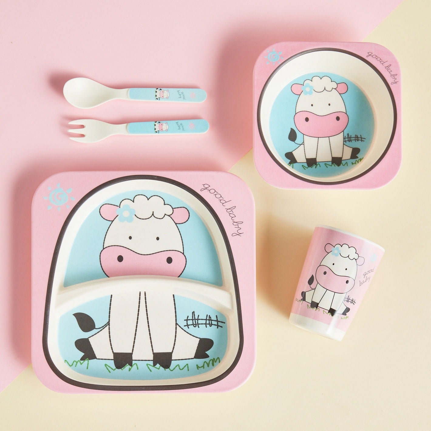 Bamboo Fiber Kids Dinner Set (Girls)