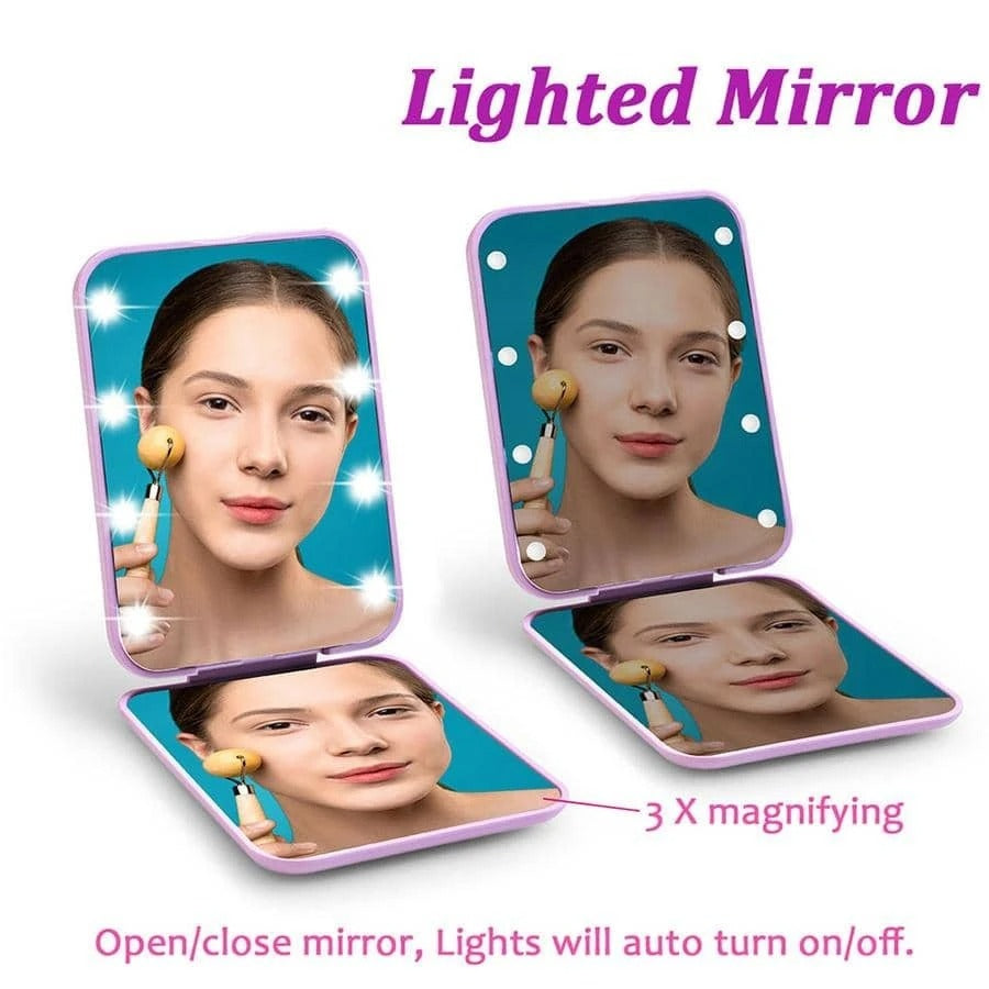 Portable Handheld Foldable Led Light Makeup Mirror