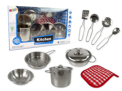 Stainless Steel Kitchen Set Toy For Kids (11 pcs)