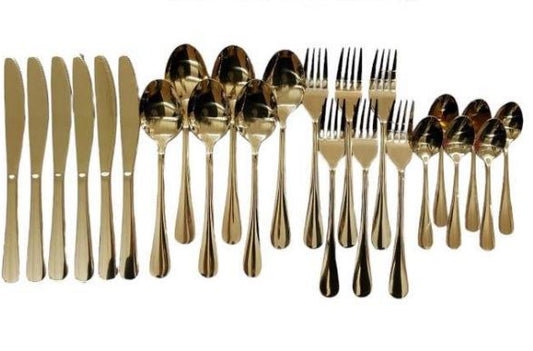 Polished Oval Cutlery Set (24 pcs)(Gold)