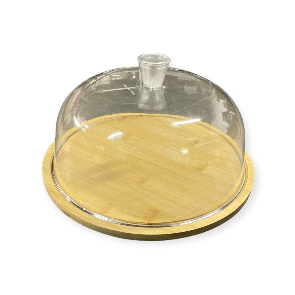 Wooden Cake Stand With Dome Lid (28cm)