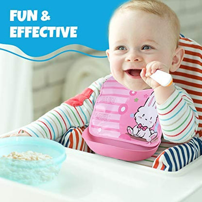 Washable Bib With Silicone Food Catcher (Each)(Pink)