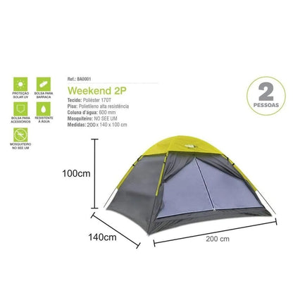 Easy Assembled 2 Man Tent (2x1.4x1m)