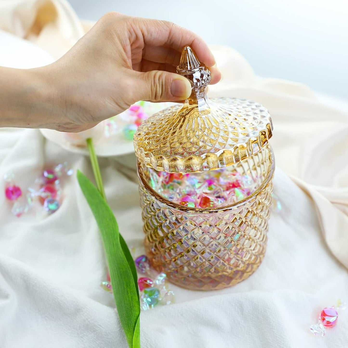 Teardrop Candy Jar (Golden Glass)