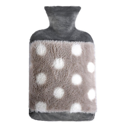 Luxurious Fluffy Plush Dot Hot Water Bottle (2L)