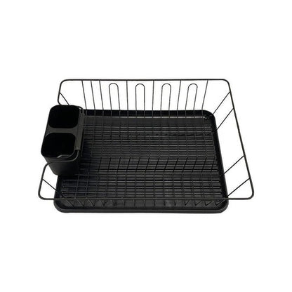 Dish Rack Drainer With Drip Tray (Black)