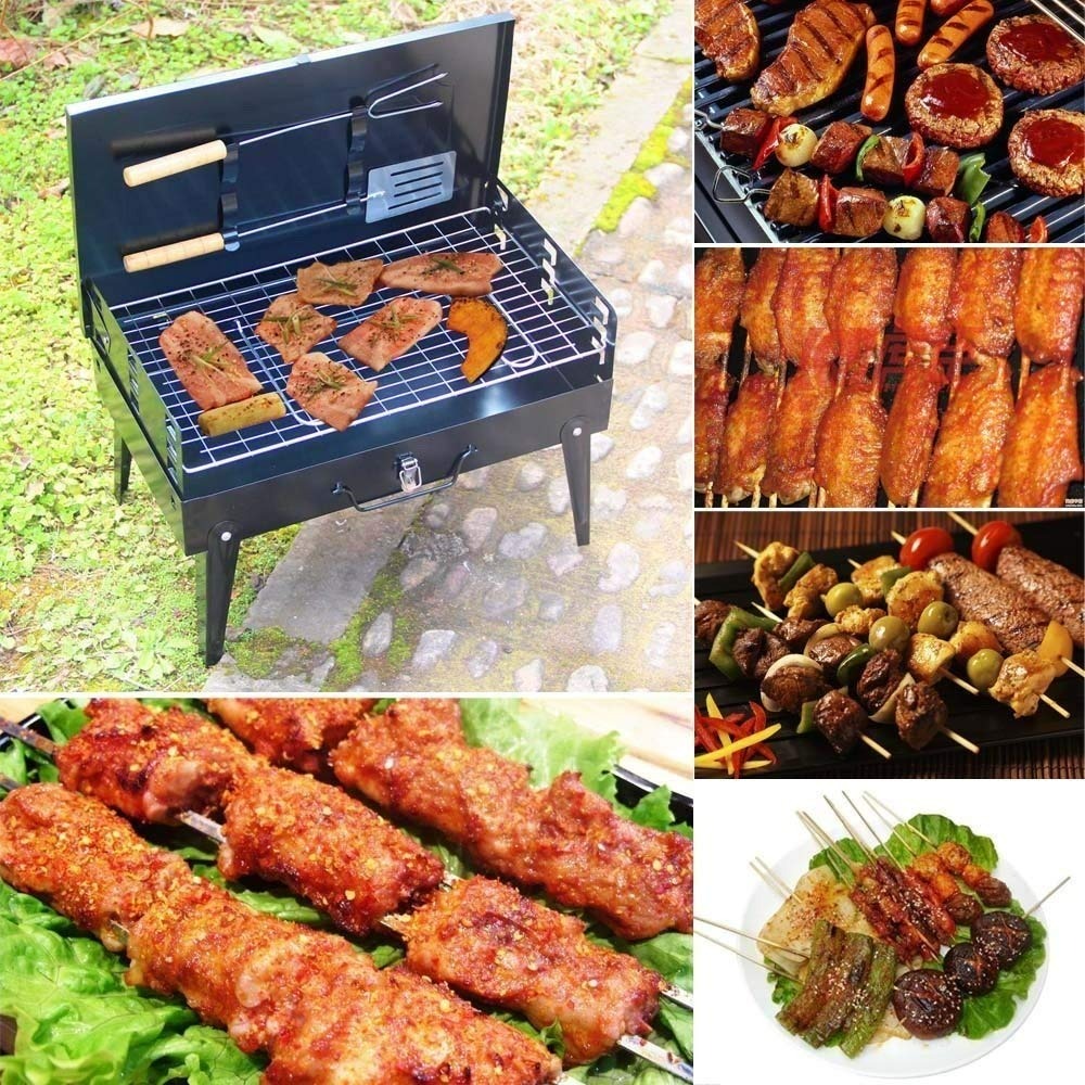 Portable Grill With Carry Handle And Tools