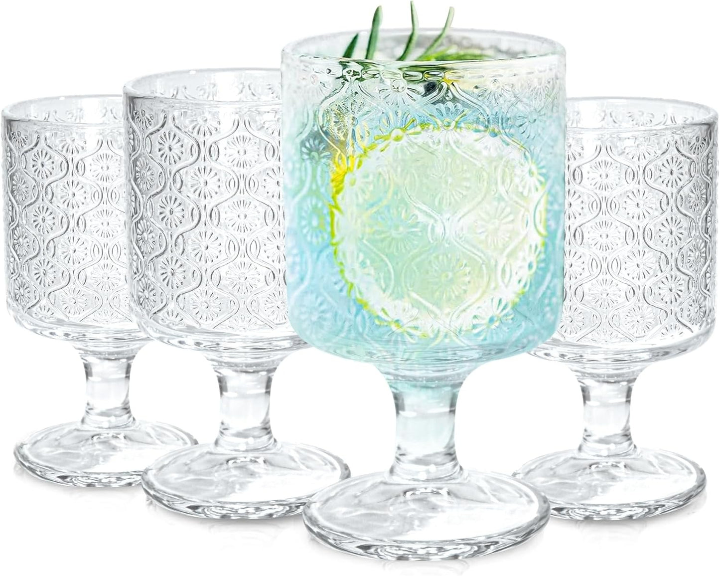 Romantic Vintage Goblet Glass Set (220ml)(6 pcs)