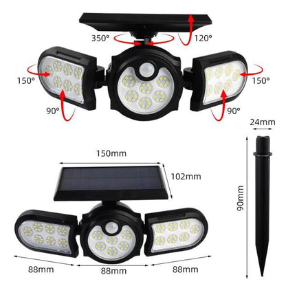 Three Head Induction Motion Sensor Light