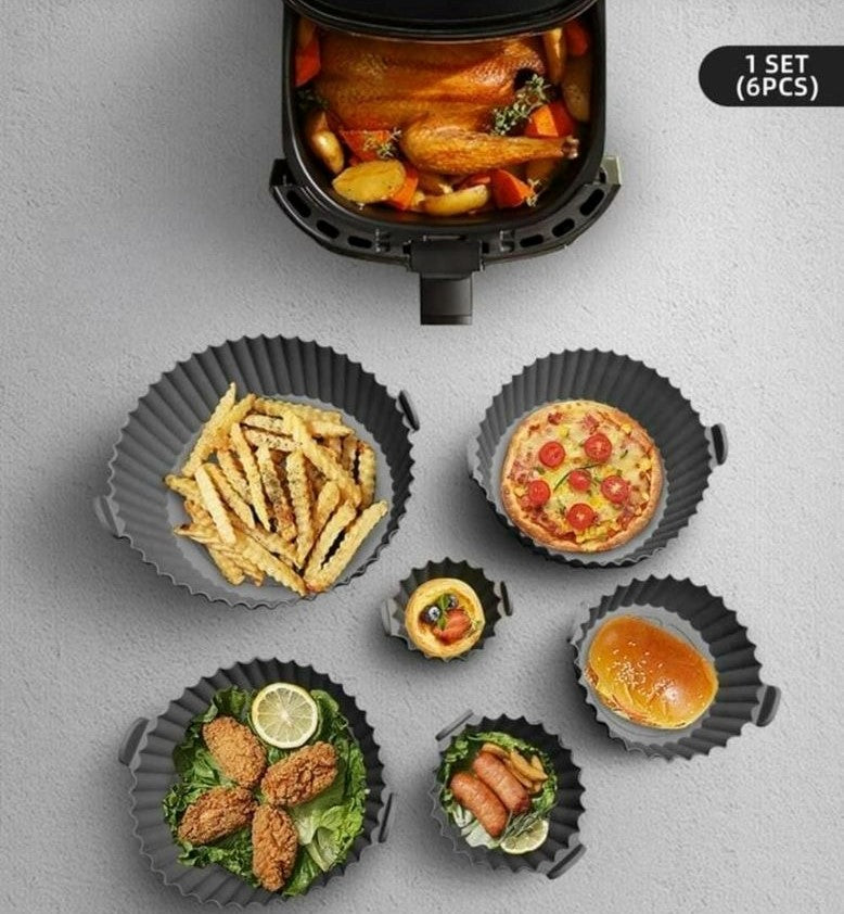 Silicone Air Fryer Liners (6 pcs)(Grey)