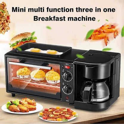 3in1 Electric Breakfast Maker Multifunction Coffee Maker Frying Pan Mini Oven