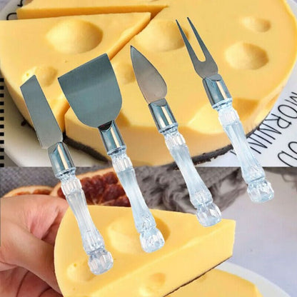 Clear Handle Cheese Knife Set (4 pcs)