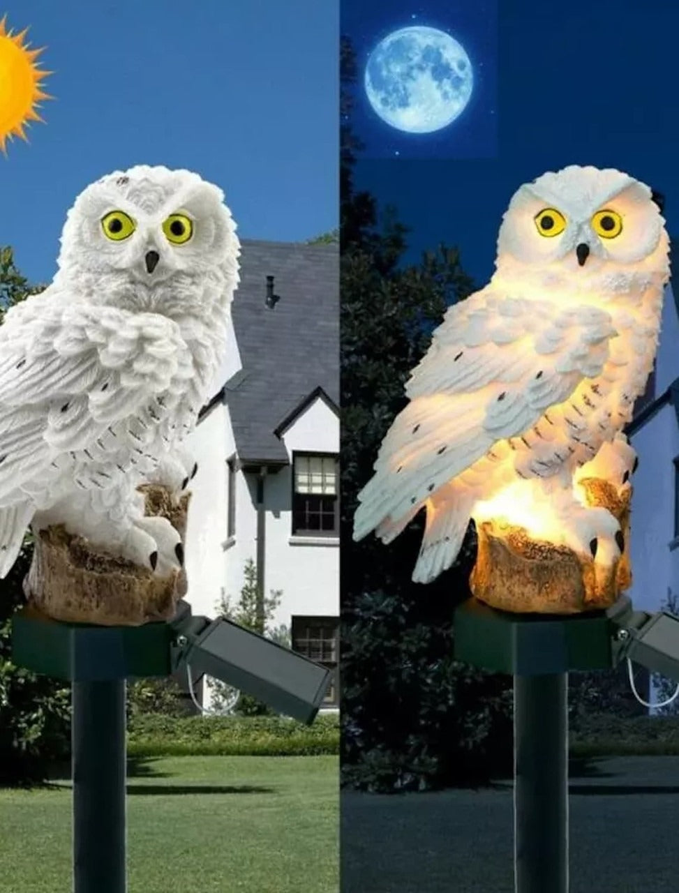 Owl Shape Light LED Solar Garden Light (White)