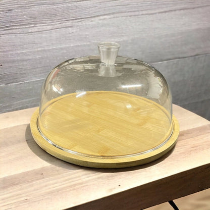 Wooden Cake Stand With Dome Lid (28cm)