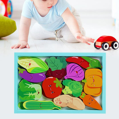 Wooden Montessori Learning Sorting Jigsaw Veggie Puzzle