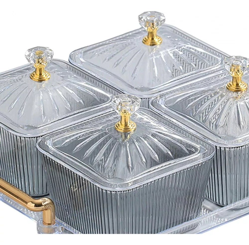 Multifunctional Snacks Dish Tray (4 Bowls)