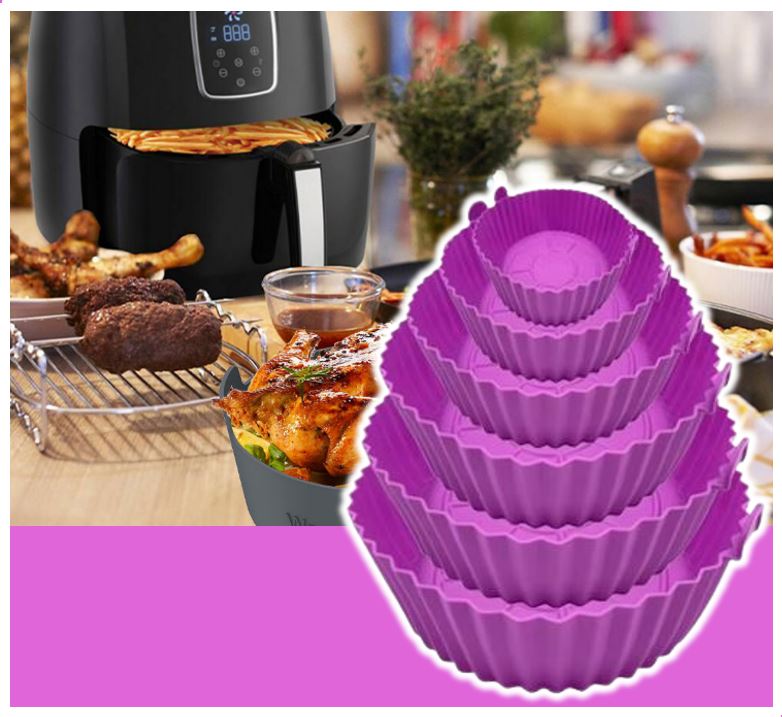 Silicone Air Fryer Liners (6 pcs)(Grey)