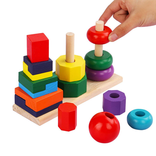 Wooden Stacker Block Shape Tower