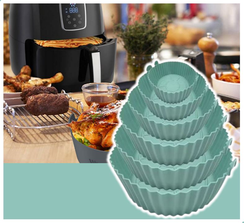 Silicone Air Fryer Liners (6 pcs)(Grey)