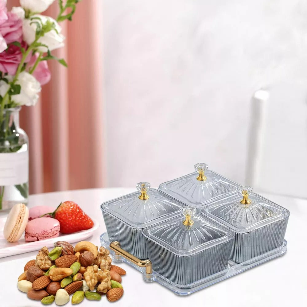 Multifunctional Snacks Dish Tray (4 Bowls)