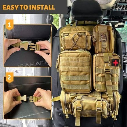 Tactical Car Seat Back Organiser with 5 Bags