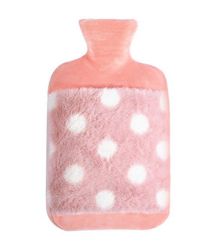 Luxurious Fluffy Plush Dot Hot Water Bottle (2L)