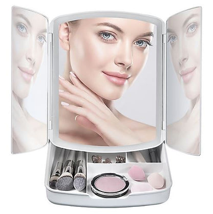 Three-Sided Folding LED Make-Up Mirror