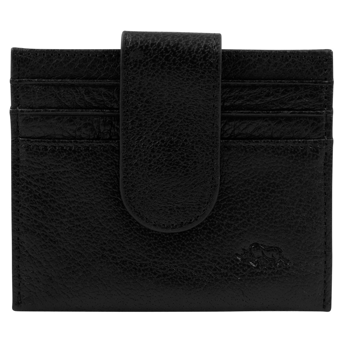 Genuine African Leather Gloss Black Wallet With Clip Closure