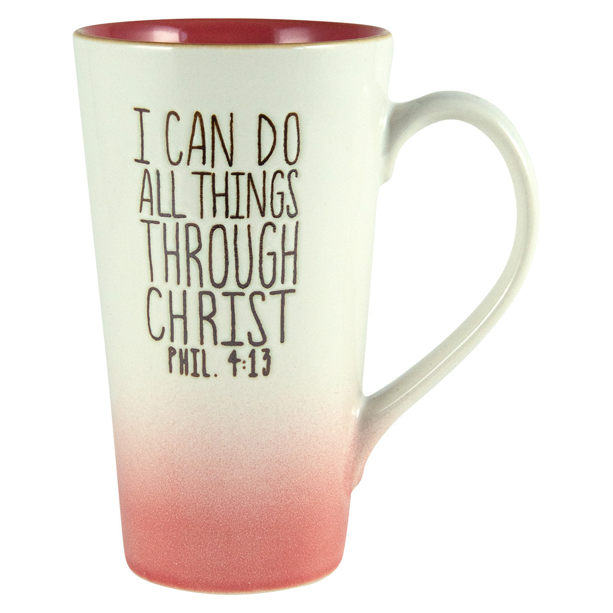 I Can Do All Things Through Christ Pink & White Ombre Ceramic Mug