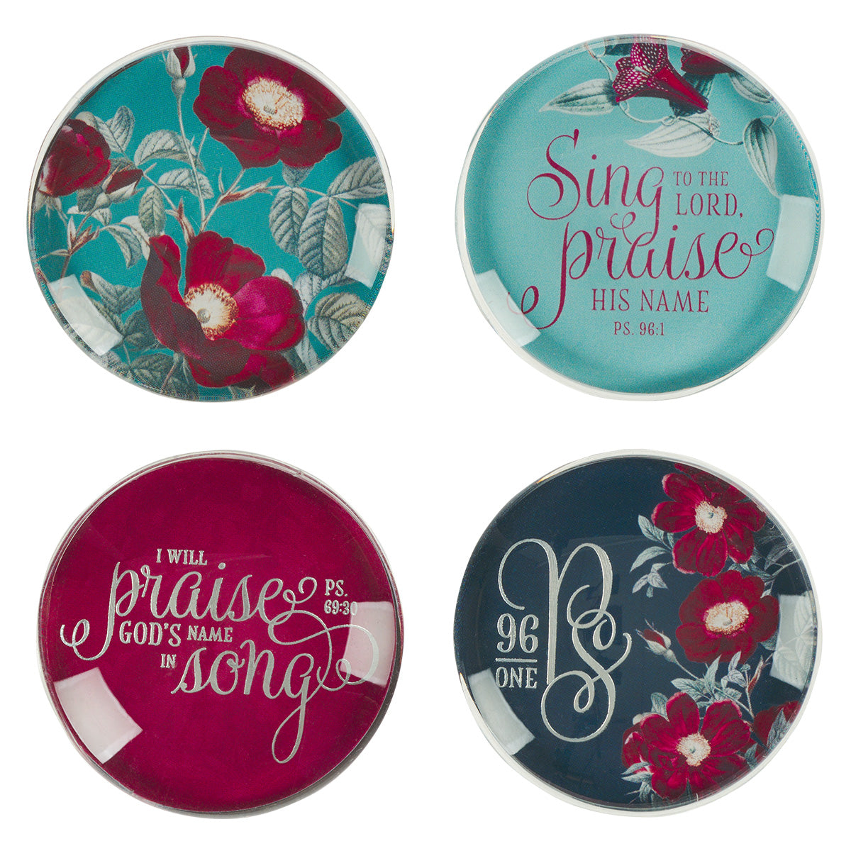 I Will Sing To The Lord, Praise His Name Glass Magnetic Set Of 4