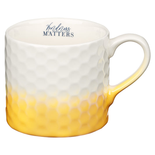 Kindness Matters White & Yellow Ceramic Mug - Proverbs 16:24