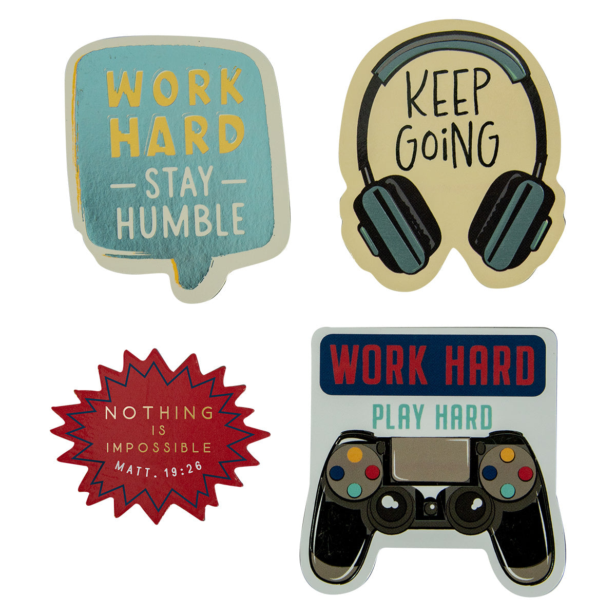 Motivational Sticker Four Piece Magnet Set