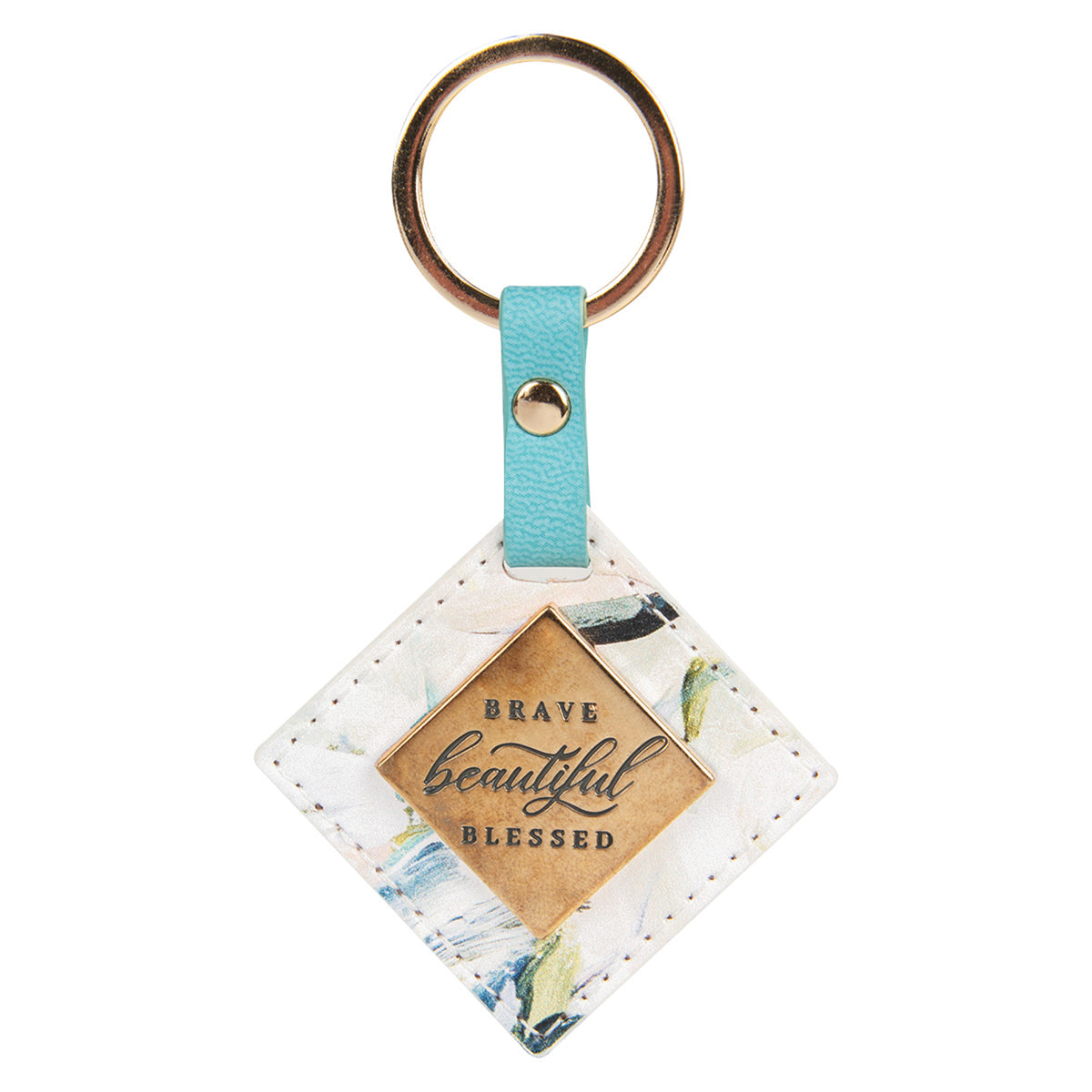 Brave Beautiful Blessed Faux Leather Key Ring