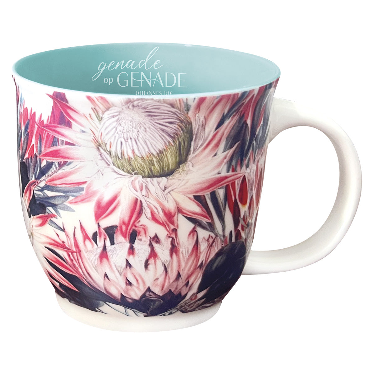 Genade Op Genade Afrikaans Protea Ceramic Mug - Johannes 1:16